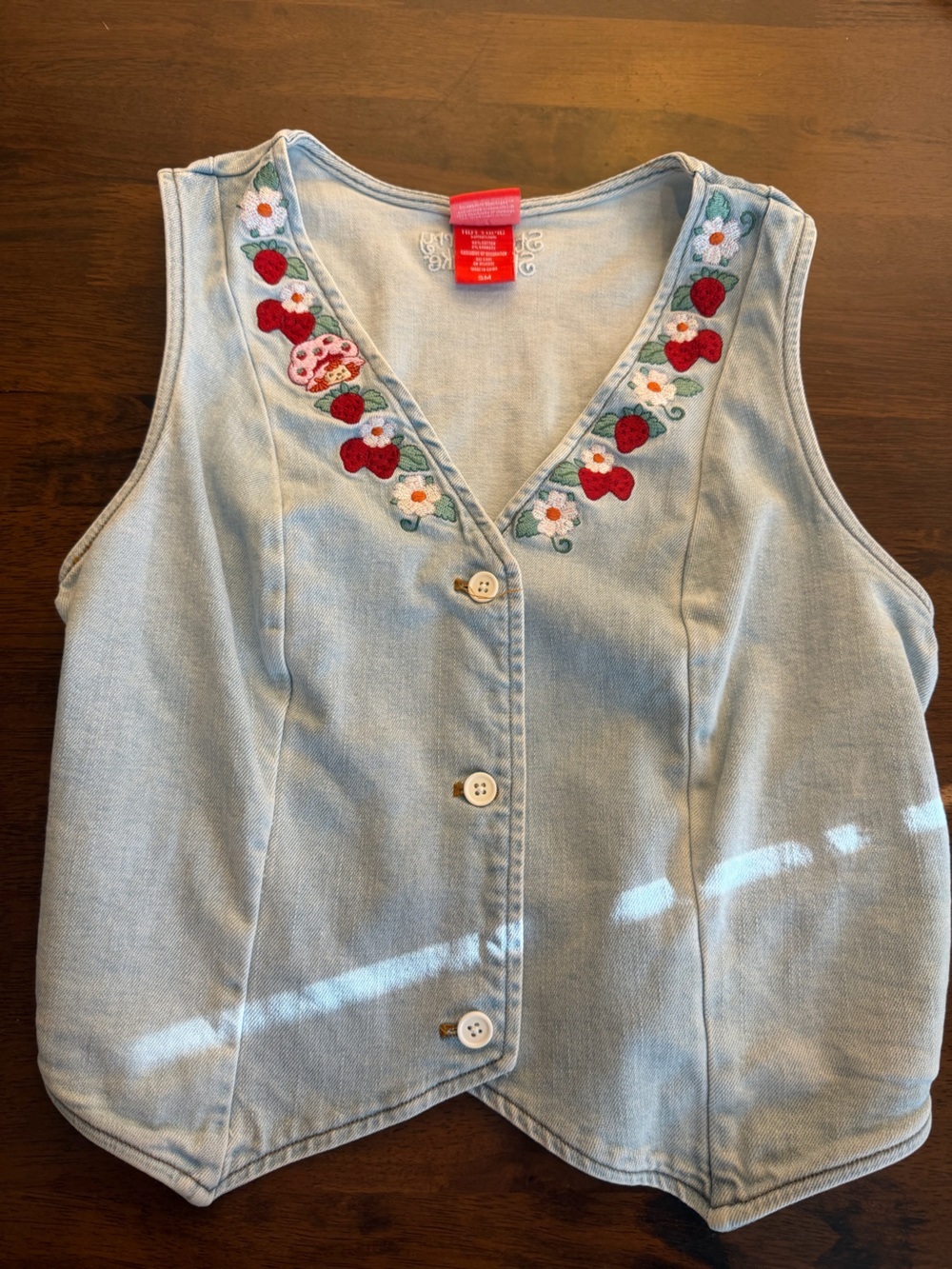 Strawberry Shortcake Embroidered Denim Vest BoxLunch Exclusive S/M Light Wash - Picture 9 of 9